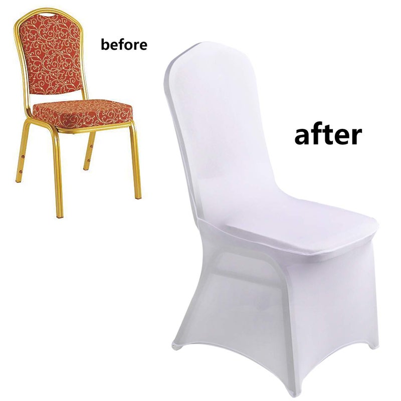 LZY 10pcs Spandex Chair Cover Stretch Slipcovers for Wedding Party, Dining Banquet Chair Decoration Covers (White, 10) - Image 4